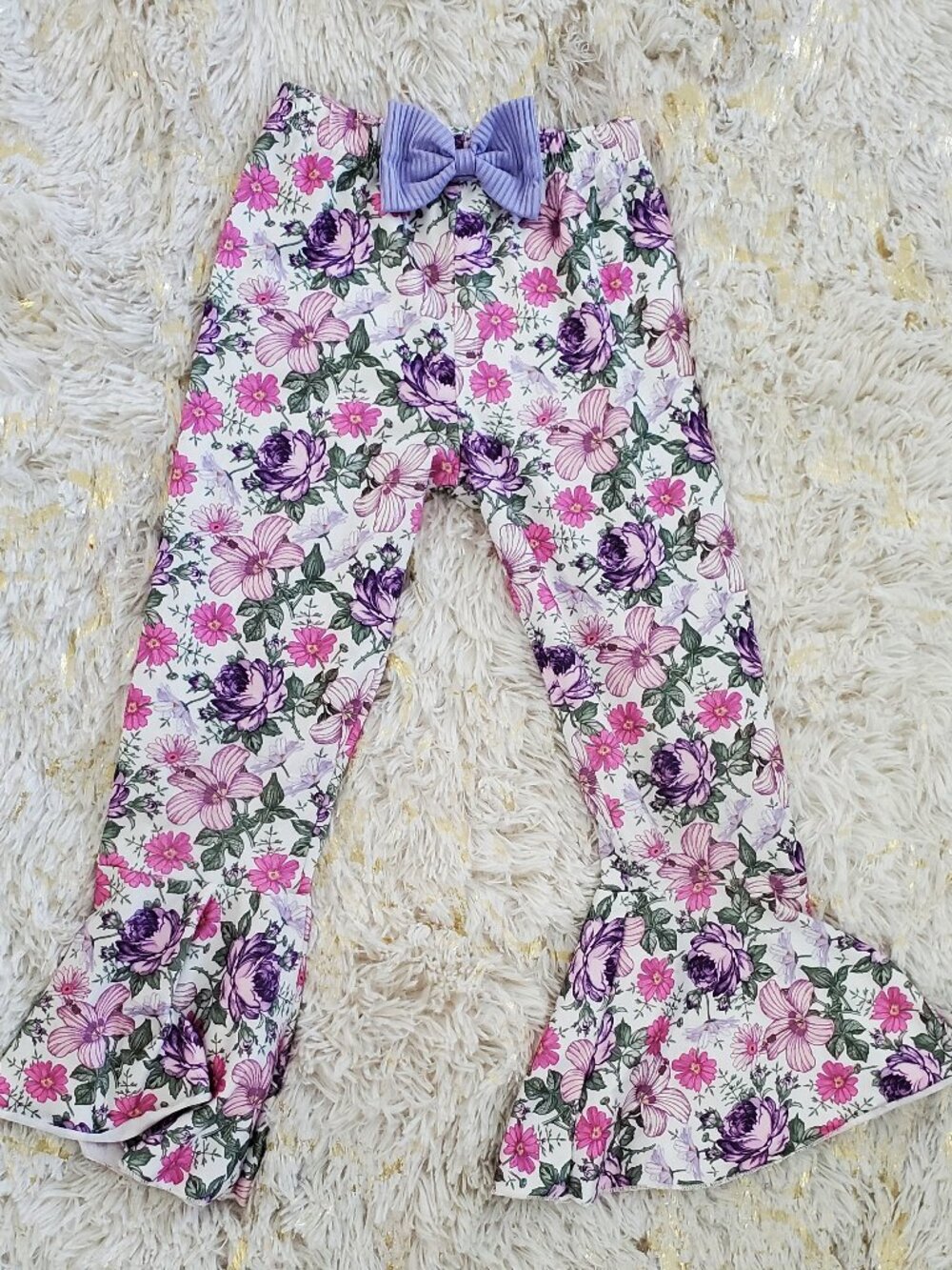 mermaid floral wide leg pants for girls size 6 with bow detail